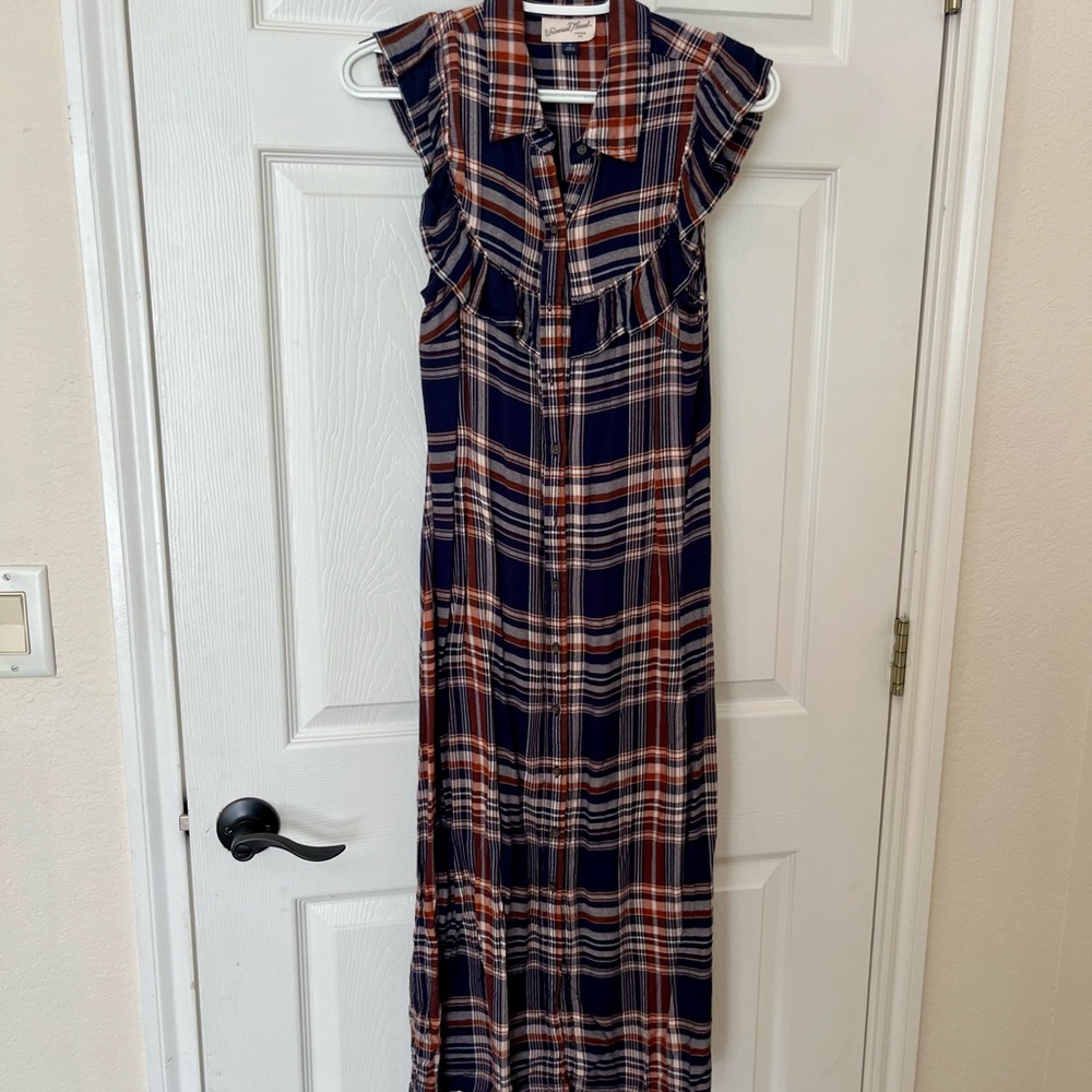 Ruffle Plaid Maxi Dress